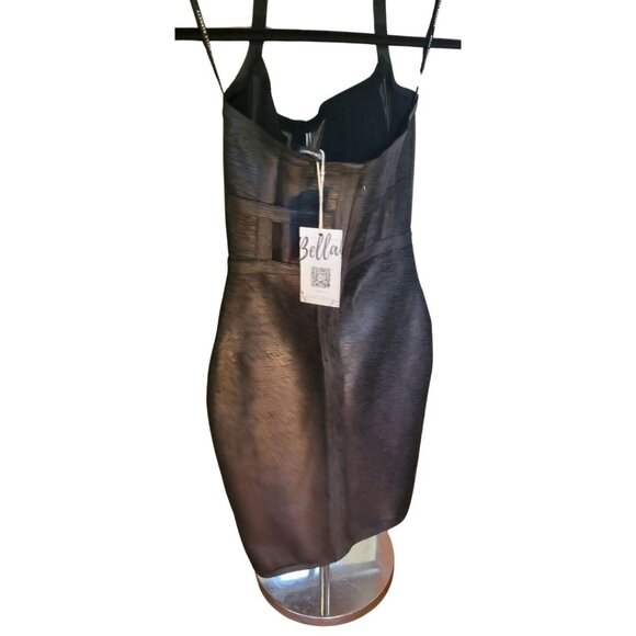 Bella Barnett Halter Black Metallic Cocktail Dress - Black - Picture 4 of 10